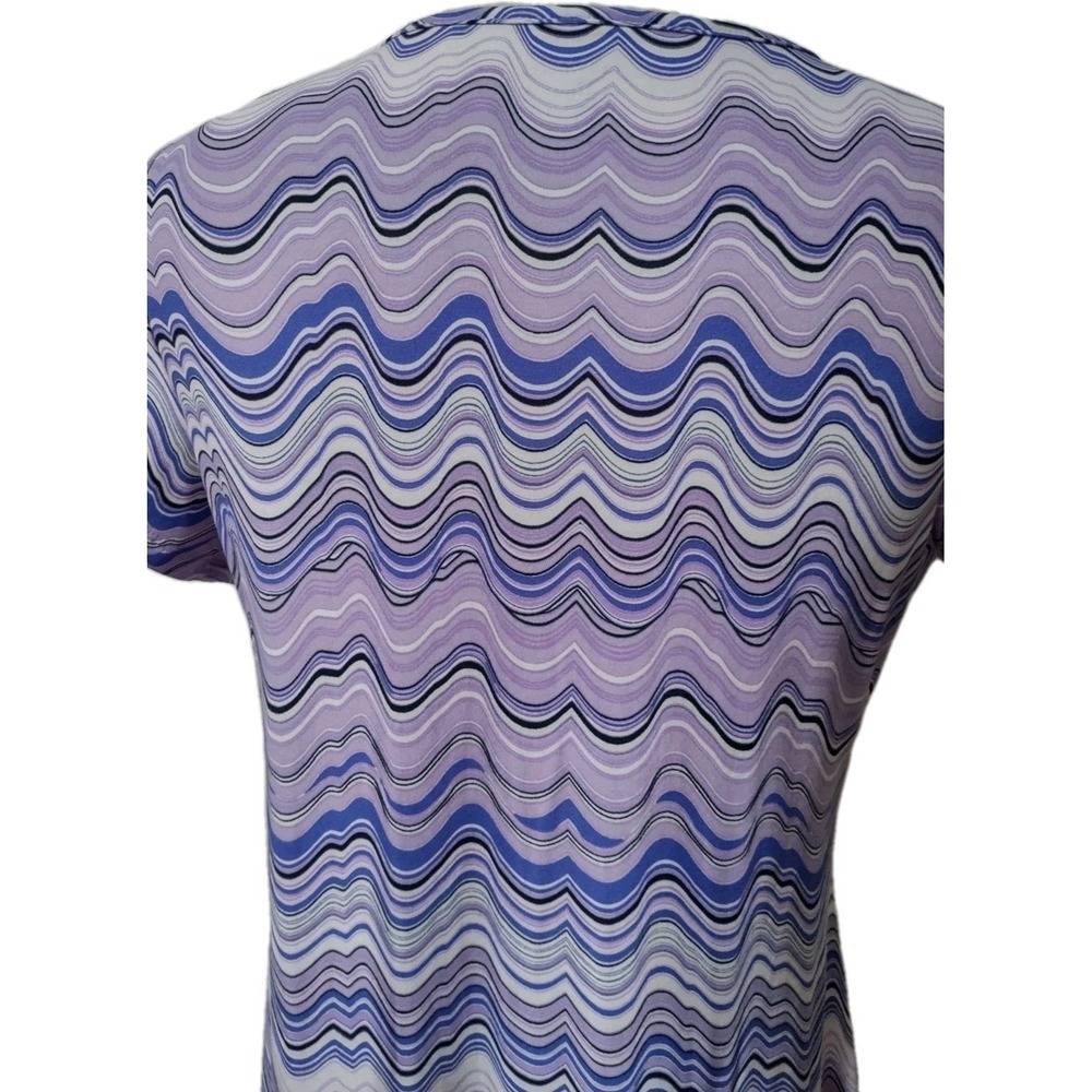 Just Be Dress Women's Size 1X Short Sleeve V-Neck Purple Striped Stretch Soft - Picture 9 of 10